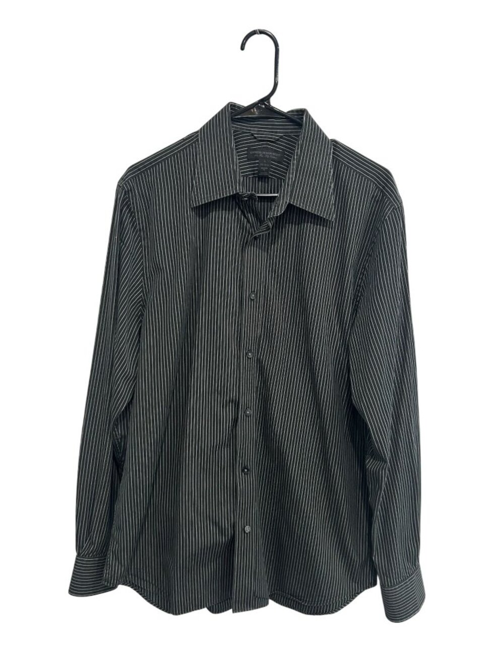 Express Design Studio Large Mens Black Pinstripe Button-Down Shirt 90s Minimalis